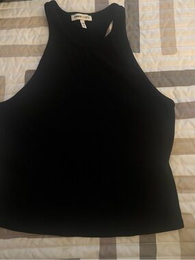 Express Black Ribbed Racerback Tank Top